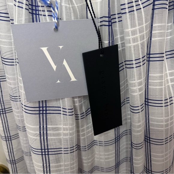 Gianni Bini x Venita Aspen Tinsley Plaid Maxi Dress Halter‎ Ivory/Navy Sz 4 NWT - Picture 7 of 13